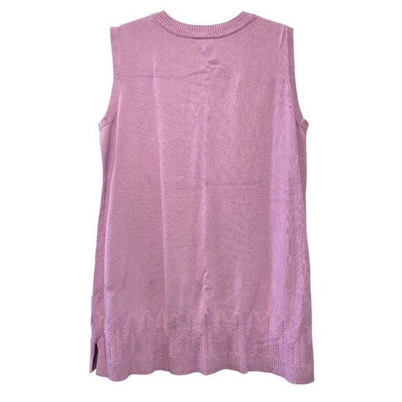 Isaac Mizrahi Live Solid Lavender Sleeveless Knit Tunic Sweater M - Picture 2 of 7